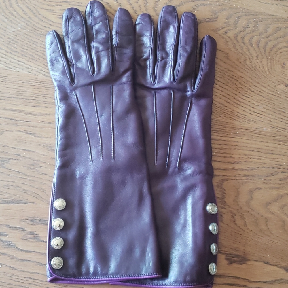 Coach Plum Leather Gloves